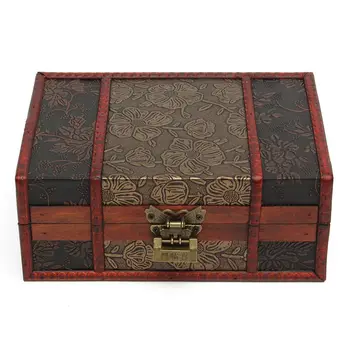 Velké Dekorativní Šperk Šperky Zámek Ručně Vyráběné Vintage Dřevěné Skladování Dárkové Krabičce