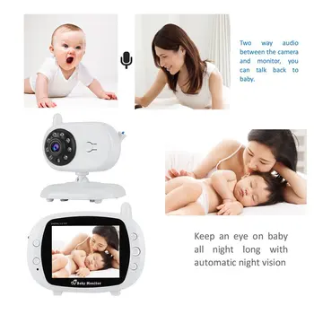 Bezdrátový Digitální Baby Monitor 3,5 palcový LCD Displej obousměrné Audio Video Baby Monitor Noční Vidění Ukolébavka Dítě Kamery