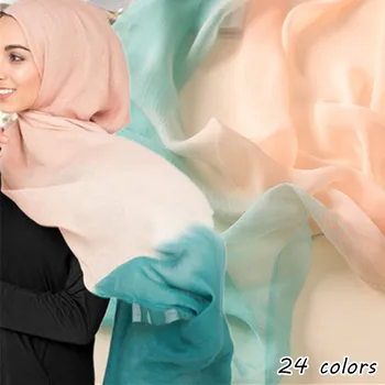2020 nový velký šátek krep hedvábí ombre šátek Sarong pěkná barva, odstín, šátky a šály módní muslimské hidžáb šátky hedvábné měkké zábal