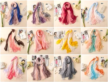 2020 nový velký šátek krep hedvábí ombre šátek Sarong pěkná barva, odstín, šátky a šály módní muslimské hidžáb šátky hedvábné měkké zábal