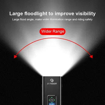 X-TIGER Kolo Světlo IPX6 Vodotěsné 1200 Lumenů USB Dobíjecí světlo na Kolo 2400mAH MTB Silniční Kolo Přední Svítilna Světlomet