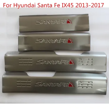 Pro Hyundai Santa Fe IX45 2013-2016 Vysoce kvalitní nerezové oceli Šoupat Deska/Dveře, Parapet a Zadní nárazník Protector Parapet