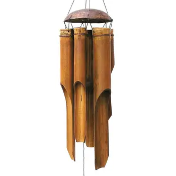 Bambusová zvonkohra velká zvonek trubice kokosového dřeva, ruční práce, vnitřní a venkovní zavěšení na zeď větrné zvonkohry, ozdoby