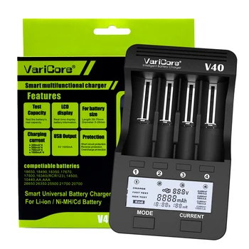 VariCore V40 V20i baterie nabíječka 18650 nabíječka pro 21700 26650 AA AAA 18500 18350 16340 17500 25500 10440 baterie test kapacity