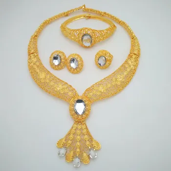 Království Ma Dubaj barva Zlata Šperky Set Kostým Designu Značky Nigerijské Svatební Šperky Set Módní Africké Korálky Šperky Sady