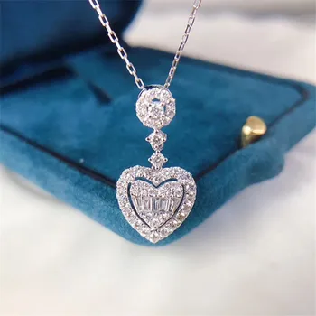 Srdce láska Lab Diamond cz Přívěsek, 925 Sterling Silver Party Svatební Přívěsky Řetěz Náhrdelník Pro Ženy Jemné Šperky Svatební