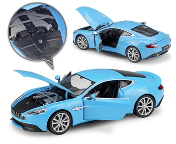 WELLY Odlitek Model Auta 1:24 Měřítko Sportovní Vůz Aston Martin Vanquish Simulátor Kovové Slitiny Závodní autíčko Pro Chlapce Dárek Kolekce