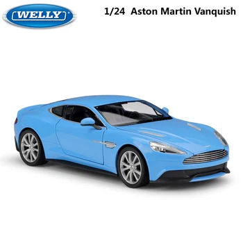 WELLY Odlitek Model Auta 1:24 Měřítko Sportovní Vůz Aston Martin Vanquish Simulátor Kovové Slitiny Závodní autíčko Pro Chlapce Dárek Kolekce