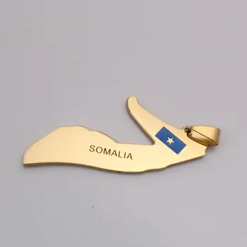 Zkd SOMÁLSKO mapa SOMÁLSKO státní vlajka z nerezové oceli přívěsek náhrdelník