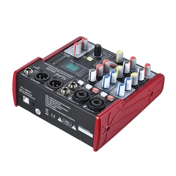 SM-66 4-Channel Zvuková Karta, Mixážní pult Mixer Vestavěný 16 Efekty s USB Audio Rozhraní Podporuje 5V Power Bank pro Live