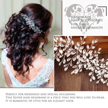 YouLaPan Ručně vyráběné Křišťálové Kamínky Stříbrné Zlaté Svatební Čelenka pokrývka hlavy, Čapky, Čelenky Svatební Vlasy Šperky HP237