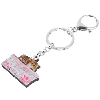 Bonsny Akryl Valentýna perská Kočka přívěsky na Klíče Zvířat kroužek na Klíče Pro Ženy, Girl Teen Taška Auto, Kabelku Dekorace Kouzlo Dárek