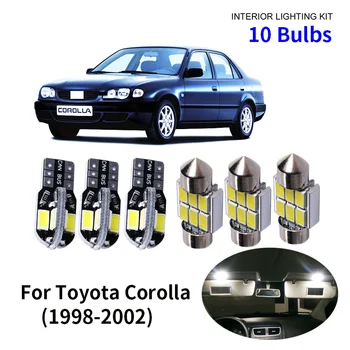 10pcs Auto Příslušenství Bílé Interiérové LED Žárovky Balení Kit Pro 1998-2002 Toyota Corolla T10 31MM Mapu Dome osvětlení Zavazadlového prostoru