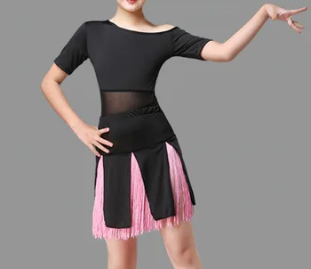 Latinské taneční soutěž ballroom tango sukně a šaty dívky děti kostým pro děti, salsa flitr šaty třásně dítě dítě