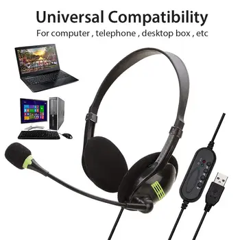 Nový USB Headset Lehké, Pohodlné Sluchátka s Flexibilním Mikrofonem, Univerzální pro Počítače, Notebooky, Pc