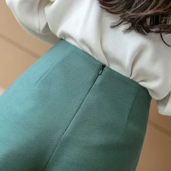 Korean Vysokým Pasem Vlněné Šortky Ženy 2020 Nové Podzimní Zimní Široká Noha Šortky Ženy Ležérní Dámské Zelené Šortky Femme