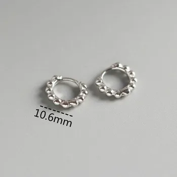 Fengxiaoling Real 925 Sterling Silver Geometrické Kulaté Korálky Hoop Náušnice Pro Ženy Korejské Prsten, Náušnice Módní Šperky