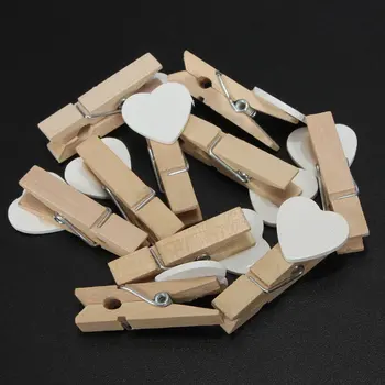 PPYY NOVÉ -50 ks 3,5 cm mini srdce dřevěný kolíček pro Fotografický Papír, Dřevěný Dům, Dekorace, Zábava kreativní Bílé