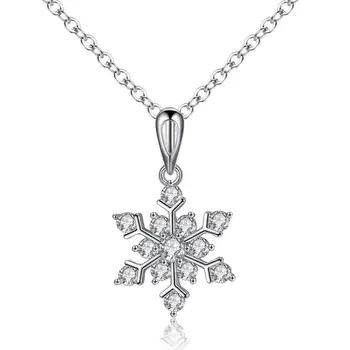Nový 2018 Stříbrná barva Klíční kost Řetěz Zirkon Crystal Vločka Náhrdelníky & Přívěsky Ženy Šperky
