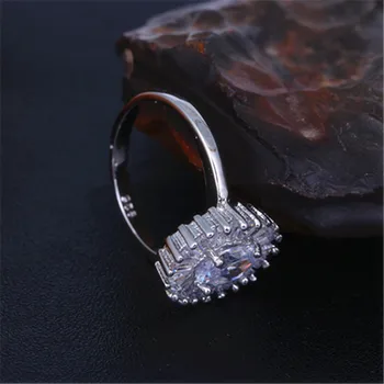 2019 Nové Originální Stříbrná Barva Kroužku Bílá Kulatá CZ Vydláždit Crystal Prst prsten pro Ženy Svatební Výročí Dárky, Šperky