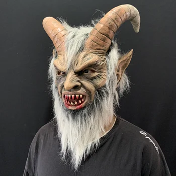 2020 Lucifer Cosplay latexové Masky Halloween Kostým Strašidelný démon, ďábel, film cosplay Hrozné Roh masky Dospělé Party rekvizity