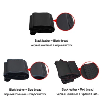 DIY Černá Ruční Šití Volant Kryt Sofe Umělé Kůže Auta Volant Kryt pro Peugeot 307