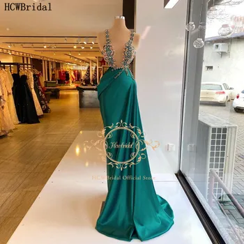 Sexy Dlouhé Zelené Večerní Šaty Ohromující Křišťálové Srdíčko Vidět Přes Speciální Příležitosti Šaty Přizpůsobit Krásy Šaty