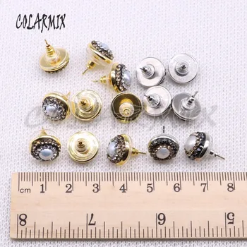 15 párů Přírodní drobné perlové náušnice kulatý tvar korálky ručně vyráběné šperky ženy gem šperky pro ženy 3943