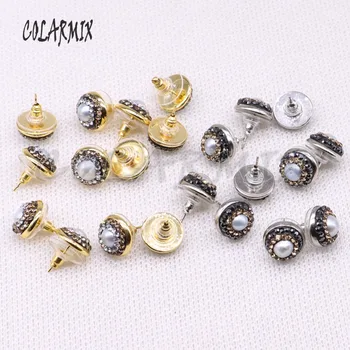 15 párů Přírodní drobné perlové náušnice kulatý tvar korálky ručně vyráběné šperky ženy gem šperky pro ženy 3943
