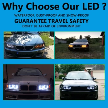 4X131MM SMD LED Angel Eyes Halo Kroužky Auto Světlomet pro BMW E36 E38 E39 E46 Xenon Projektor Bílá+Žlutá Vysokou Kvalitu