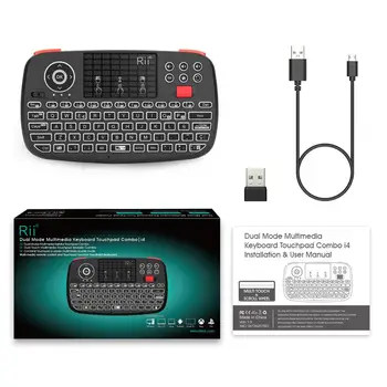 Rii i4 španělský Mini Klávesnice Bluetooth 2.4 G Dual Režimy Handheld Hmatník Podsvícená Myš Dálkové Ovládání Touchpad pro PC Android