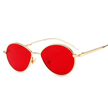 Oulylan Malé Oválné sluneční Brýle, Ženy, Luxusní Značky Návrhář Cat Eye Sluneční brýle Dámy UV400 Retro Kovové Červené Brýle