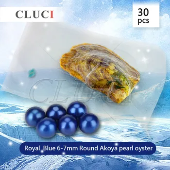 CLUCI HORKÉ PRODEJCE, 30KS Královská modrá, 6-7mm kola Akoya perla v oyster, originální korálky pro výrobu šperků, doprava zdarma WP065SB