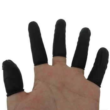144pcs&500 g/balení Černé Latexové Prášek Zdarma ESD antistatický Vodivý Ochranný Prst Postýlky zdraví prst tipy