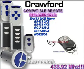 Pro Crawford EA433 2KM MICRO,EA433 2KS RCU 433-2 N002800 dálkové ovládání náhradní rolling-code