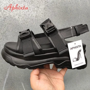 Aphixta Platforma Boty Ženy Sandály Klínové Podpatky Boty Výška Increaming Ženy Spony Tlustou Podrážkou Beach Sandály Ženy Sandál