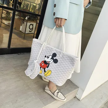 Disney Mickey Mouse velká kapacita kabelka kreslená lady PU vodotěsný taška přes rameno Crossbody taška, taška na pleny