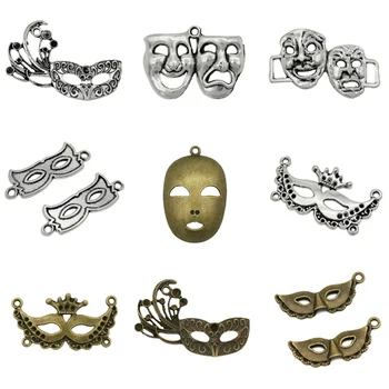 15-80ks Antique Tibetské Stříbro, Mosaz Drama Maska Přívěsky Šperky, Příslušenství, Velký Halloween Maska na Obličej Přívěsek