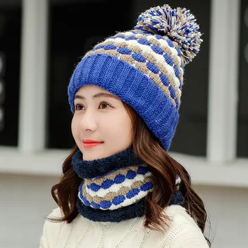 Klobouk Dáma podzim zima korejské verze plus sametové tlusté pletené teplé čepice zimní jezdecké větruodolný ochranu sluchu krku vlněný klobouk