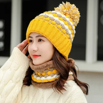 Klobouk Dáma podzim zima korejské verze plus sametové tlusté pletené teplé čepice zimní jezdecké větruodolný ochranu sluchu krku vlněný klobouk