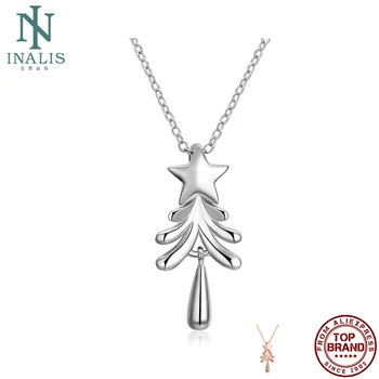 INALIS Geometrické Vánoční Strom Tvar Přívěsek Náhrdelníky Pro Ženy, Bílé A Růžové Zlato Náhrdelník. Výročí Módní Šperky