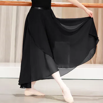 Dospělé Baletní Sukně Ženy Dlouhé Taneční Šifónové Sukně Lyrické Měkké Baletní Šaty Černé Vínové Průsvitné Taneční Kostýmy