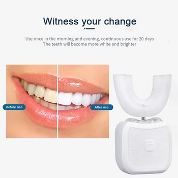 Ultrazvukové Elektrický Kartáček na zuby 360 Nano Silikonové ve Tvaru U s Automatickou USB Dobíjecí Bezdrátová Teethbrush Děti Bělení Zubů