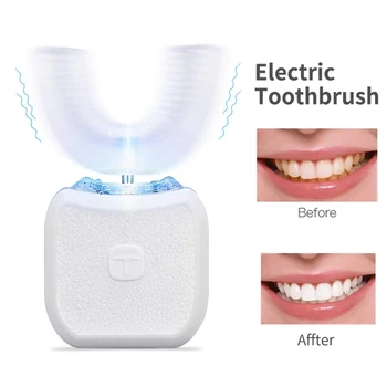 Ultrazvukové Elektrický Kartáček na zuby 360 Nano Silikonové ve Tvaru U s Automatickou USB Dobíjecí Bezdrátová Teethbrush Děti Bělení Zubů
