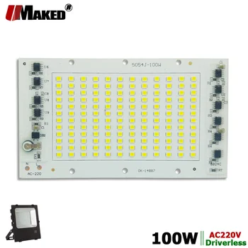 100W AC220V SMD 2835 LED PCB 142x80mm LED Světlomet Smart IC Ovladač Modul Hliníková deska Bílá/Teplá Pro Reflektor Žárovky DIY
