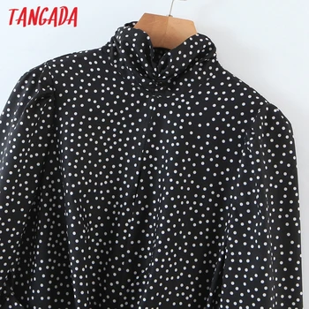 Tangada Módní Ženy Tečky Tisk Límcem Šaty 2020 Nové Příjezdu Dlouhý Rukáv Dámské Šaty S Lomítkem SL600