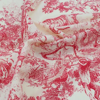 Červené lesní zvířata reaktivní barvení bavlněné tkaniny pro košile bazin riche telas por metro tkáních au metr tissus
