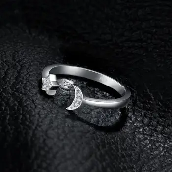 JewelryPalace Moon Star Prsteny, 925 Sterling Stříbrné Prsteny pro Ženy, Otevřené Stohovatelné Prsten Kapely Stříbro 925 Šperky, Jemné Šperky