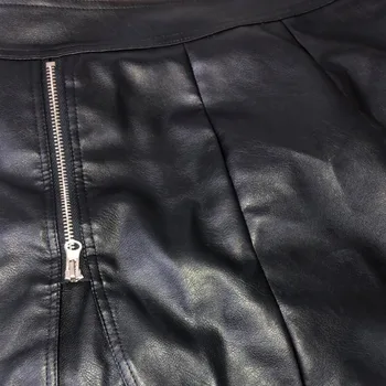 Nepravidelné Sukně Ženy PU Kožené Mini Sukně Černá korejské Vysokým Pasem Malý-line Krátké Harajuku Kawaii Streetwear Punk Oříznuté