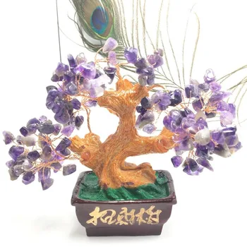 Přírodní Ametyst Krystal Peníze Strom, Nový Rok Produkty Mini Vánoční Strom Feng Shui pro Bohatství, Štěstí Domácí Dekoraci